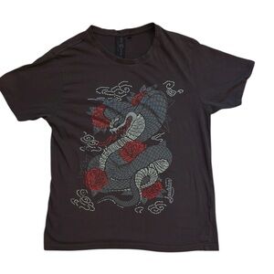 Dragon Graphic Men's T-Shirt - Black Sz S